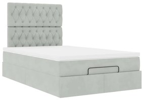 Estrutura de cama otomana com colchões cinza claro Veludo
