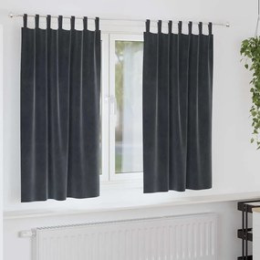Cortinas Blackout vidaXL com laços de pendurar 2 pcs Cinza Escuro Veludo