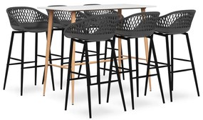 vidaXL 7 pcs conjunto de bar branco e cinzento