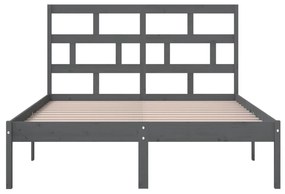 Estrutura de cama king 150x200 cm madeira maciça cinzento