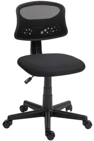 HOMCOM Cadeira de Escritório sem Apoio para os Braços com Encosto de Malha Respirável Altura Ajustável 43x48x78-88 cm Preto | Aosom Portugal