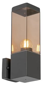 Candeeiro de parede exterior moderno cinzento escuro com fumo - Malios Moderno
