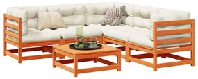vidaXL 6 pcs conjunto sofás de jardim madeira de pinho castanho cera