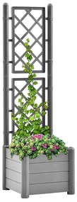 vidaXL Vaso/floreira de jardim com treliça 43x43x142 cm PP cinza pedra