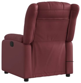 Poltrona massagens reclin. elétrica couro artif. vermelho-tinto