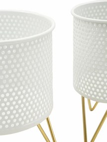 CONJUNTO DE 2 VASOS HOLDERGASPY BRANCO E DOURADO Ø 16X20-13X20 CM (PLANTAS NÃO INCLUIDAS)