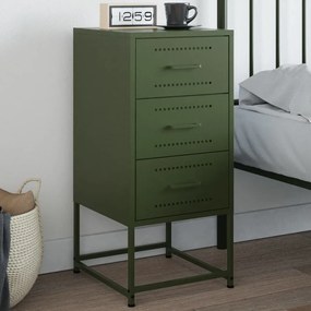 vidaXL Mesa de cabeceira 36x39x78 cm aço verde-azeitona