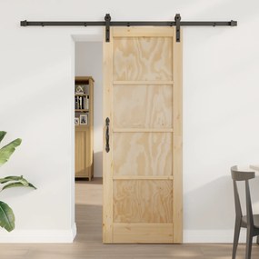 Porta Deslizante vidaXL com Conjunto de Dobradiças 73,5x198,5 cm de Madeira de Pinho Sólida