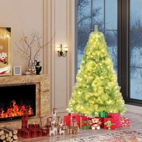 Árvore de Natal pré-iluminada de 180 cm artificial com 688 pontas de ramos 250 luzes LED brancas quentes 8 modos Suporte verde