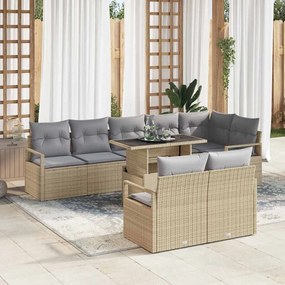 vidaXL Conjunto de Sofá de Jardim 9 Peças com Almofadas Bege