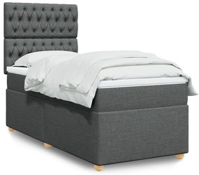 vidaXL Cama com molas/colchão 90x200 cm tecido cinzento-escuro