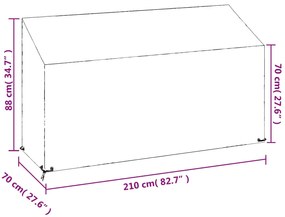 Capas p/ banco jardim 2 pcs 12 ilhós 210x70x70/88cm polietileno