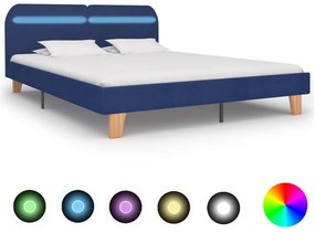 Estrutura de cama com LED em tecido 160x200 cm azul