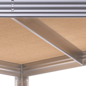 Estante em aço galvanizado para cargas pesadas até 875 kg, 180 x 70 x 40 cm Prateado