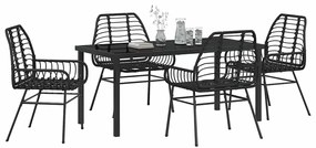 Conjunto de jantar de jardim com 5 peças em rattan sintético preto