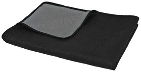 Colcha de dupla face acolchoada 170x210 cm cinzento e preto