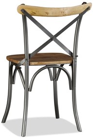 Cadeiras de jantar 6 pcs madeira mangueira maciça + encosto aço