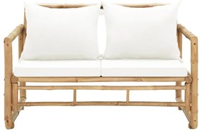 Sofá de jardim de 2 lugares com almofadões de bambu