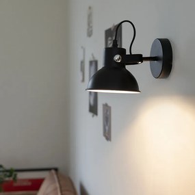 Luminária de parede e teto industrial preta inclinável - Guida
