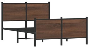 Estrutura de cama sem colchão 120x190cm metal carvalho castanho