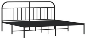 Estrutura de cama com cabeceira 200x200 cm metal preto