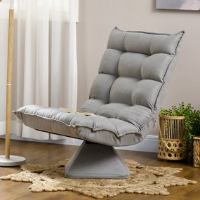 Poltrona de chão, design estofado, encosto inclinável e ajustável, giratória a 360°