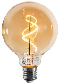 Lâmpada LED E27 regulável filamento espiral G95 dourado 4W 270 lm 2100K
