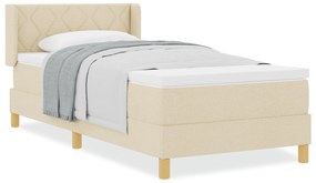 Cama box spring vidaXL com colchão creme 90x190 cm tecido, Cabeceira v