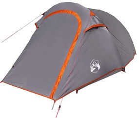 Tenda de campismo túnel p/ 2 pessoas impermeável cinza/laranja