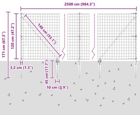 Cerca Euro da com 13 Postes Espinho 1.2x25 m Aço Galvanizado