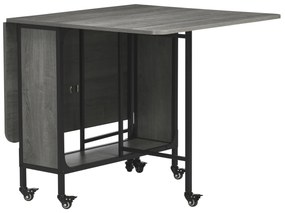 HOMCOM Mesa Dobrável de Cozinha Extensível para Sala de Jantar em Rodízios para Até 6 Pessoas com Prateleira Integrada 6 Rodas Cinza | Aosom Portugal