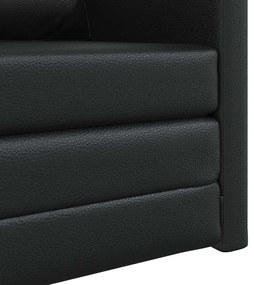 Sofá-Cama de Piso 2-em-1 Preto 74x77x81 cm Couro Sintético