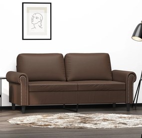 vidaXL Sofá de 2 lugares 140 cm couro artificial castanho