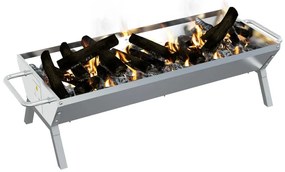 Tabuleiro de churrasco 118x42x30,5 cm aço inoxidável prateado