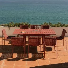 Set De Mesa Extensível 90-180x90 Cm Em Alumínio Starmi E 8 Cadeiras De Jardim Em Rattan Sintético E Aço Revi Terracota - Sklum