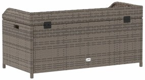 Banco de arrumação 100x50x52 cm vime PE e madeira acácia cinza