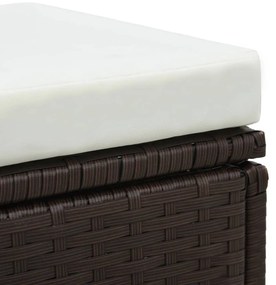 3 pcs conjunto lounge jardim c/ almofadões vime PE castanho