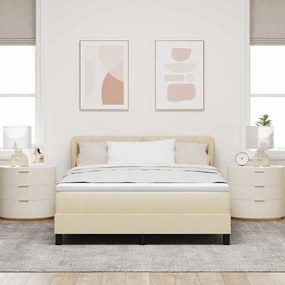 Cama Box Spring vidaXL com Colchão em Creme, 140x200 cm, Tecido