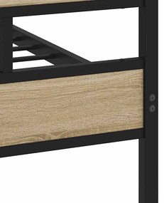 Estrutura de cama sem colchão 135x190 cm metal carvalho sonoma