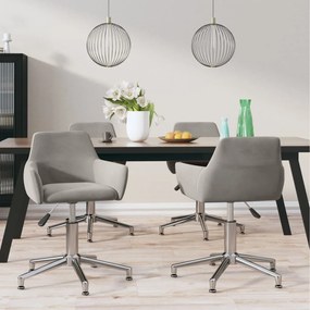 vidaXL Cadeiras de jantar giratórias 4 pcs veludo cinzento-claro