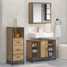 vidaXL Conjunto de Móveis para Banheiro 3 pcs Carvalho Artesanal