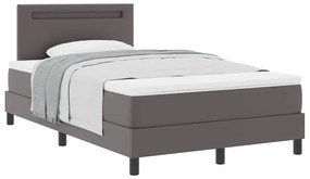 Cama Box com Colchão – Grey, cama de casal pequena em couro sintético.