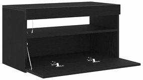 Armários de TV com luzes de LED 2 pcs Carvalho preto 75x35x40 cm Madei