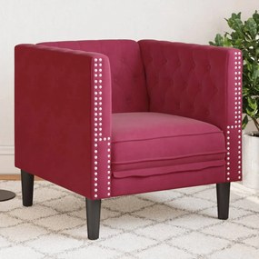 vidaXL Sofá chesterfield veludo vermelho tinto