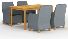 5 pcs conjunto de jantar para jardim cinzento-claro