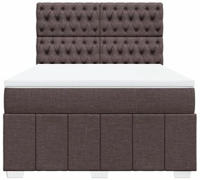 Cama com molas/colchão 160x200 cm tecido castanho-escuro