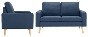 3056618 vidaXL 2 pcs conjunto de sofás tecido azul