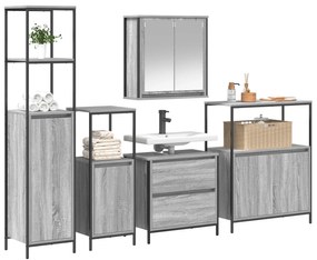 Conjunto de Móveis para a Casa de Banho 5 Peças vidaXL Cinza Sonoma em