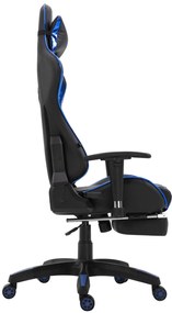 Cadeira Gamer de corrida Turbo com apoio para os pés preto/azul brilhante