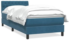 vidaXL Cama com molas/colchão 90x220 cm veludo azul-escuro